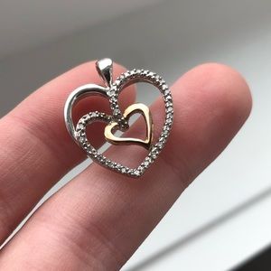 Sterling Silver, Rose Gold & Diamond Heart Pendant